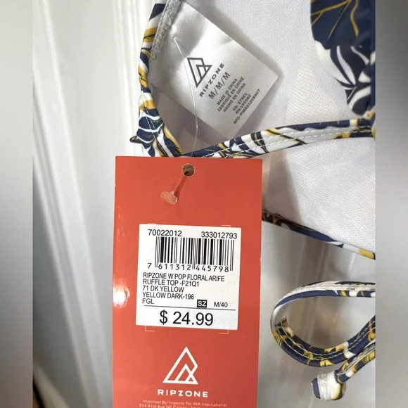 NWT Ripzone W Pop Floral Arife Ruffle Top Size M - Picture 3 of 3